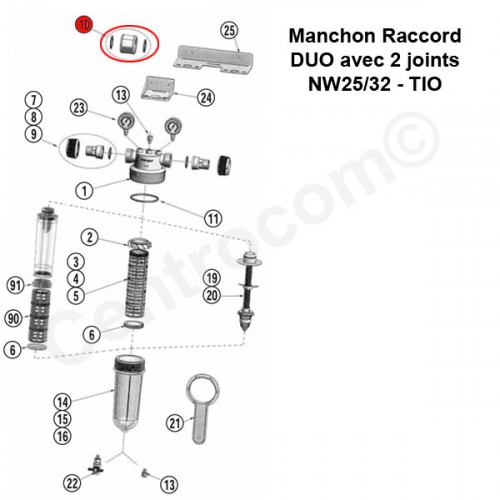 Manchon Raccord DUO avec 2 Joints NW 25/32 - TIO